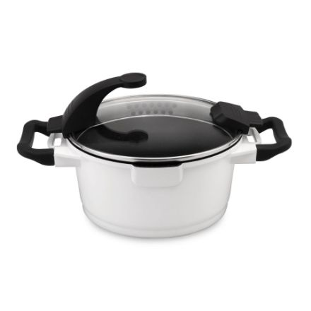 Afbeeldingen van Virgo kookpot met deksel wit 16 cm