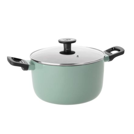 Afbeeldingen van LEO Kookpot antikleef met deksel Sage - Ø 24x14cm