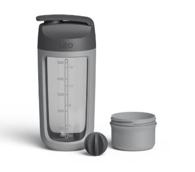 Afbeeldingen van LEO Shaker fles met geïntegreerd poedercompartiment 0,50L