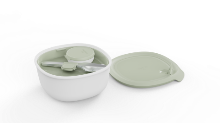 Afbeeldingen van LEO Lunchbox met bestekset Sage