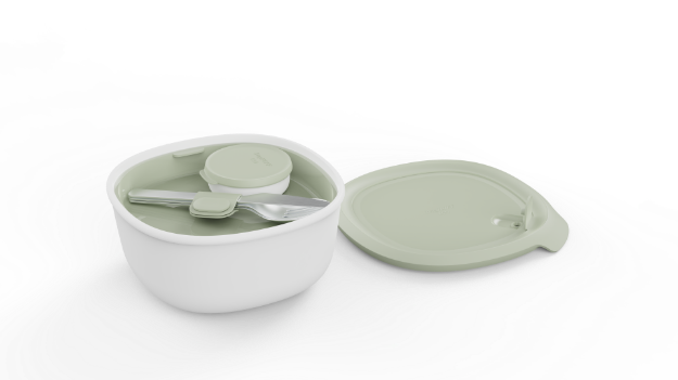 Afbeeldingen van LEO Lunchbox met bestekset Sage