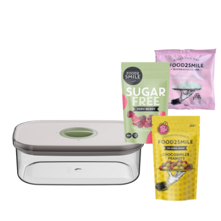 Afbeeldingen van FRIENDS OF | Food2Smile + Smart Seal 1.50L Mellow Marshmallows - Very Berry - Chocosmiles Peanuts